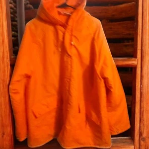 Vintage Bushmaster Regenjacke Herren L Blaze Orange Kapuze Jagdmantel Druckknopftaschen - Bild 1 von 6