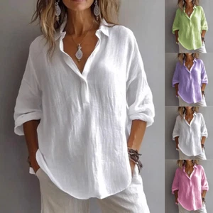 Lässige Damen-Blusentops 3/4-Ärmel Damen Sommer einfarbig Pullover T-Shirts - Bild 1 von 18