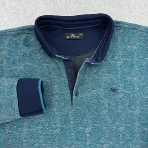 Camisa ETRO Para Hombre 2XL XXL Azul Teal Manga Larga Texturizada Tejido Polo Vintage RARA - Imagen 1 de 12