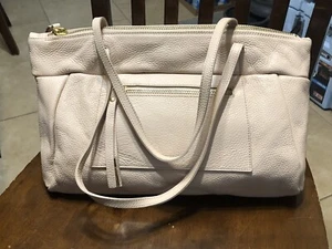 Nicoli Pink Soft Peddled￼ Leather Shoulder Double Strap Top Zipper 15” - Picture 1 of 12