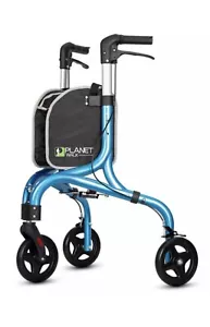 PLANETWALK Premium 3 Wheel Rollator Walker for Seniors-Ultra Lightweight - Blue - Picture 1 of 8