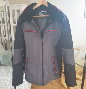 Crane Snow Extreme Waterproof Wind Resistant Men's Ski Jacket Size L Grey Black - Foto 1 di 12