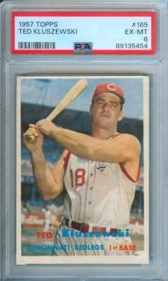 Tarjeta coleccionable original Topps 1957 Ted Kluszewski #165 Cincinnati Redlegs PSA 6 Foto 1 de 2
