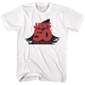Jaws 50th Anniversary Fin Logo White Shirt - Picture 1 of 2
