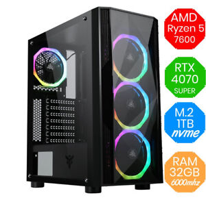 Gaming PC AMD Ryzen 5 7600 - RTX 4070 SUPER - RAM 32GB DDR5 - M.2 1Tb nvme - RGB