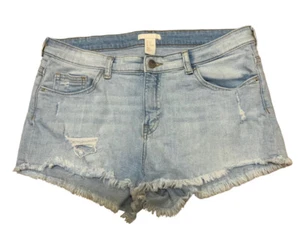 Divided by H&M Light wash Denim Distressed Cut Offs Size 12 Jean Shorts mid rise - Picture 1 of 5