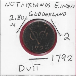 NETHERLANDS EAST INDIES,GELDERLAND 1792 CROWNED ARMS,VOC MONOGRAM DATE BELOW,LEG - Picture 1 of 2