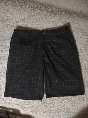 Op Ocean Pacific 男式黑色格子格子短裤 38 码冲浪沙滩装 — 第 1/4 张图片