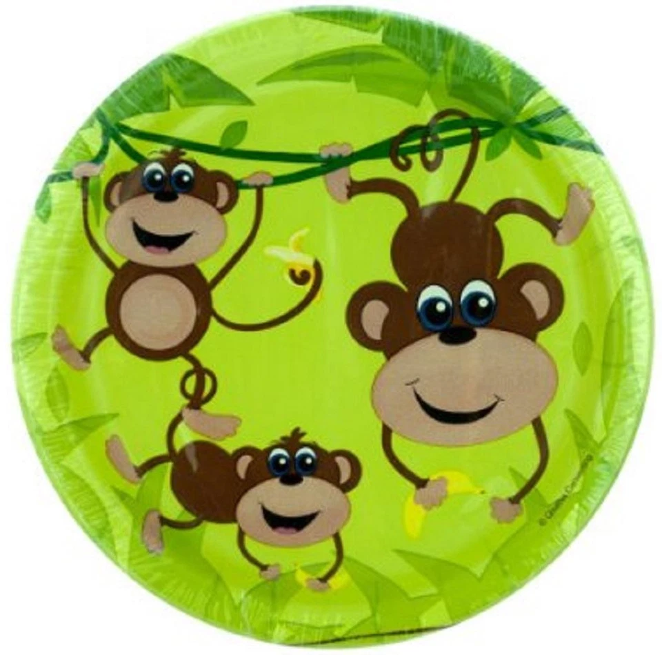Monkeys Jungle Safari Animal Monkey Kids Birthday Party 7" Paper Dessert Plates - Image 1 of 1