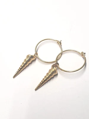 Anni-lu Turret Shell Hoop Earrings Gold Tone  - Image 1 of 4