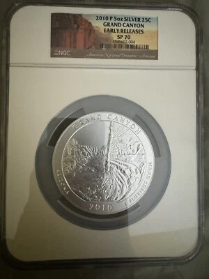 2010-P 5 oz Silver ATB Grand Canyon National Park NGC SP 70 Early Releases - Image 1 of 2
