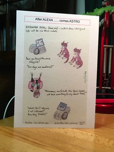 KARTE: Katzen-Cartoon ""Nach ALEXA ..... kommt ASTRO"" v2 #PeterBrighouseIllustrator - Bild 1 von 6