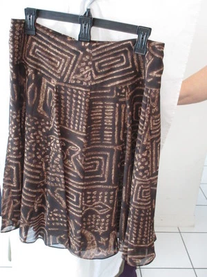 Falda completa para mujer con estampado marrón de Chaps talla 4 Foto 1 de 2