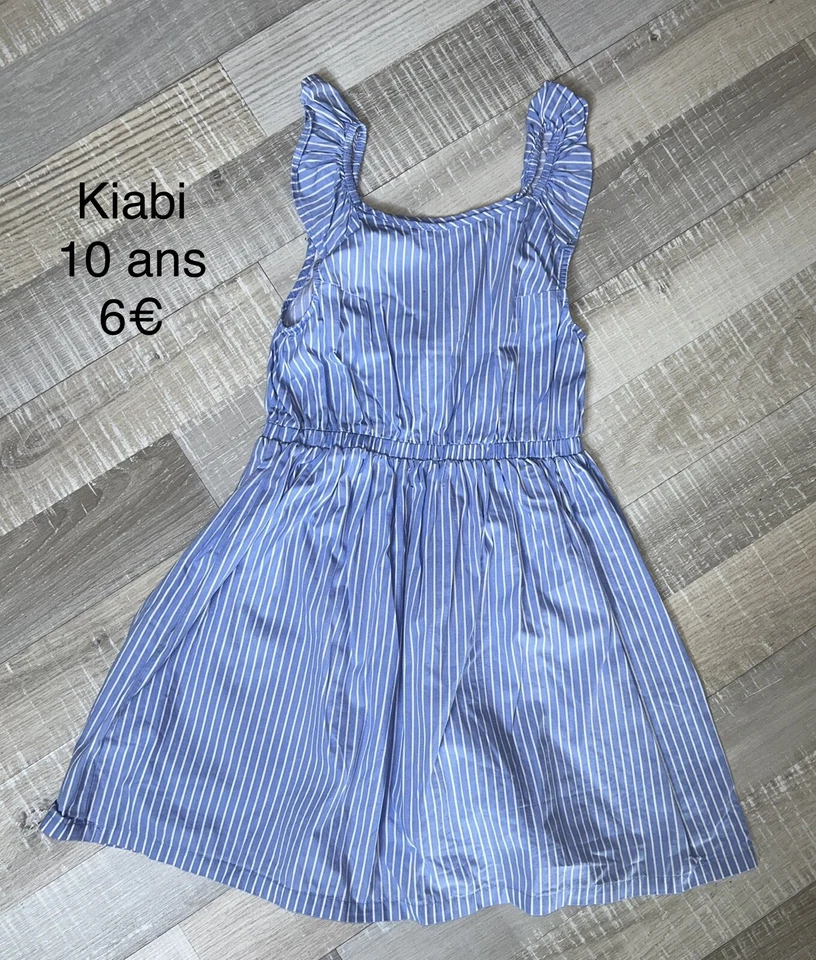 Kiabi 10 Ans Fille : Robe Rayée En Coton Bleue - Photo 1/1