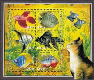 Azerbaiyán 2003 * FAUNA * GATO * PESCADO * S/ HOJA * MNH Foto 1 de 2