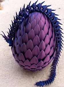 Dragón Blaze de Neón con Huevo a Juego | Dragón Articulado Azul Oscuro y Magenta - Imagen 1 de 9