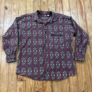 Vintage Todays News Shirt Mens Medium Red Black Aztec Button Up Western - Picture 1 of 8
