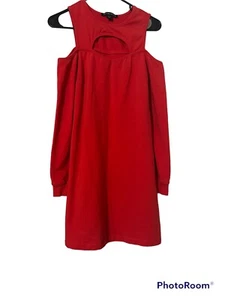 Boston Proper Dress Cutout cold shoulder sweatshirt dress XS Red Orange - Picture 1 of 7