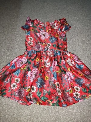 Precioso vestido rojo con flores multicolores de Monzón para 2-3 años usado Foto 1 de 4