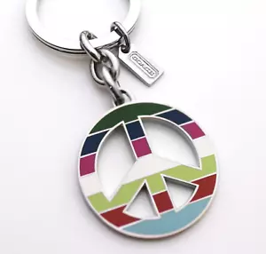 Coach Multi Legacy Streifen Peace Schlüsselanhänger Schlüsselring Anhänger Neu - Bild 1 von 2