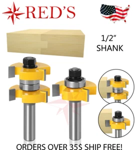 Y76325-8 REDS 1-1/2" MAX STOCK Tongue & Groove Router Bit Set 1/2 Shank - Picture 1 of 2
