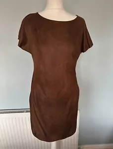 Zara Brown Faux Suede Short Sleeve Dress size S fits 8/10 - Picture 1 of 17