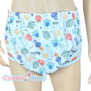 Cuddlz Space Pattern Pull Up Pu Plastic Waterproof Incontinence Pants Briefs - Picture 1 of 1