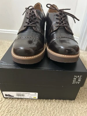 NATURALIZER CABARET LACE UP LUG DERBY OXFORD SHOE BROWN 9.5 - Image 1 of 4