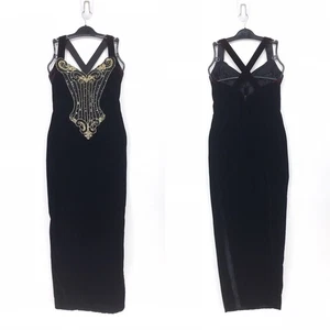 Vintage Gunne Sax Jessica McClintock Damen 9 10 XS Kleid rot schwarz Samt verziert - Bild 1 von 11