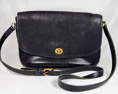 Vintage Coach City Bag 1995 Black and Brass Glove Tanned Leather 9790 - Image 1 of 4