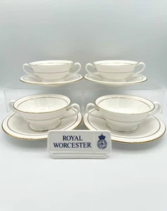 Royal Worcester Contessa - Footed Cream Soup Bowls & Saucers, Set of 4 - Picture 1 of 5