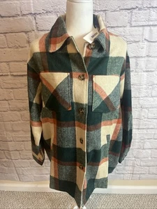 Vigoss NWT Women’s Plaid Cozy Casual Oversized Grunge Shacket Shirt Size Small - Bild 1 von 8