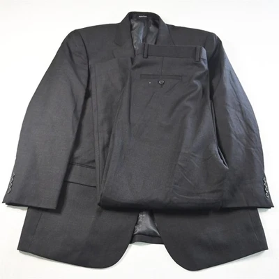Linea Uomo 46R 40x30 Charcoal Gray 100% Wool Mens Jacket Pants Suit - Image 1 of 4