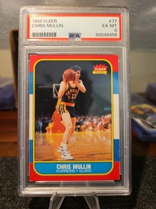 Tarjeta de novato Fleer Chris Mullin #77 1986-87 clasificación RC HOF PSA 6 EX-MT - Imagen 1 de 2