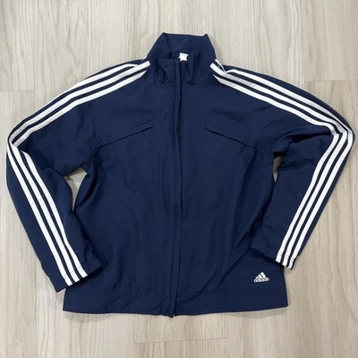 De Colección Adidas Chaqueta Mujer L Azul Blanco Rayas Rompevientos Correr Entrenamiento Abrigo A5 Foto 1 de 4