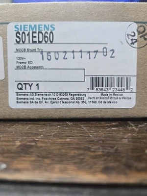 S01ED60 SIEMENS NEW IN BOXES (25 AVAILABLE) 120v SHUNT TRIP FREE SHIPPING - Image 1 of 4