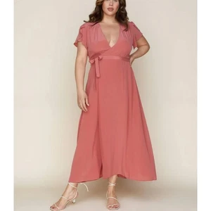 Christy Dawn Women's The Autumn Midi Wrap Dress Dusty Rose Silk Balletcore SZ M - Picture 1 of 13