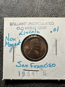 1954-S Lincoln centesimo di grano Rame. Non magnetico. San Francisco come nuovo. - Foto 1 di 5