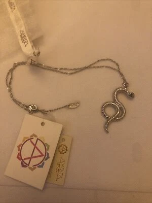 Amrita Singh Silver Tone Textured Anaconda Snake Pendant Necklace NWT & Pouch - Image 1 of 4