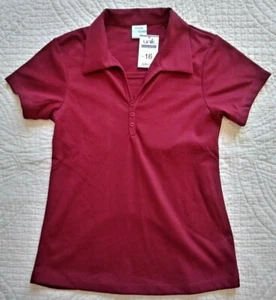 NWT Unik School Uniform Triple Button Collar Shirt GSU-02 BURGUNDY Girls 16 - Picture 1 of 1