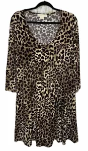 Michael Kors Womens Dress Size Large Leopard Print Pleated Bottom L/S - Picture 1 of 6