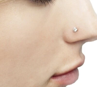 L Shaped Surgical Steel Nose Ring Stud You Choose the Gem Size 20 Gauge - Image 1 of 3