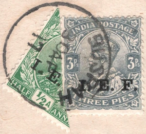 INDIA USED IRAQ WW1 *IEF* Overprint ½a BISECT 1917 *BUSRAH* (Basrah) Piece SBB16 - Picture 1 of 15