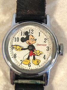 Super Rare Vintage Mickey Mouse Time Mechanical Watch Ingersoll