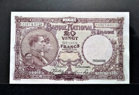 1944 Belgium 20 Francs @ CIR Cover