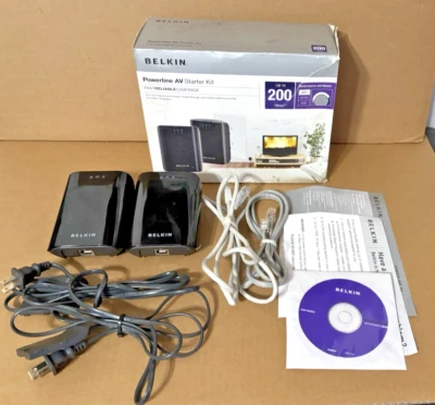 Belkin F5D4074 Powerline Starter kit Network Adapter Transmitter Receiver - Image 1 of 4