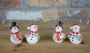 4 soportes de mesa de fotos para tarjetas de novedad muñeco de nieve en caja regalo de Navidad - Imagen 1 de 3
