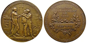 Frankreich Medaille Weltausstellung Paris 1900, 50. Jahrestag der Pensionskasse - Bild 1 von 5