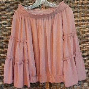 Neu mit Etikett Ninexis Bluse Damen Medium mauve Schweizer Punkte schulterfrei Whimsigoth Fee  - Bild 1 von 6