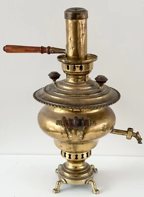 "Té ruso de latón Nikolaev Samovar Camoba 1900 firmado y estampado 17"" ruso" Foto 1 de 4